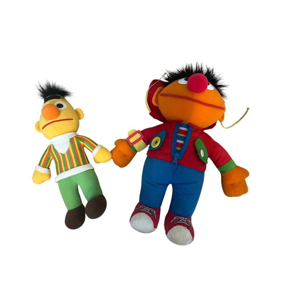 Bundle Vintage 1990 Sesame Street Dress Me Up Ernie 13" Plush Playskool Toy